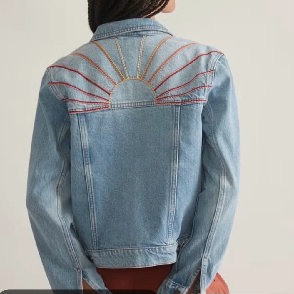 Marine Layer Embroidered Denim Jacket with Sunburst Design Size M - Picture 1 of 12